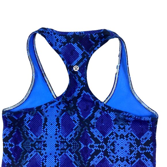 Lululemon Cool Racerback Women Sz 6/8 Sapphire Blue Ziggy Snake Reptile Tank Top - Picture 7 of 10